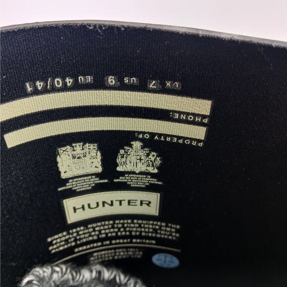 Hunter Women's SZ 9 Tall Rain Boots In Black With Removable Sock Inserts - Picture 8 of 10